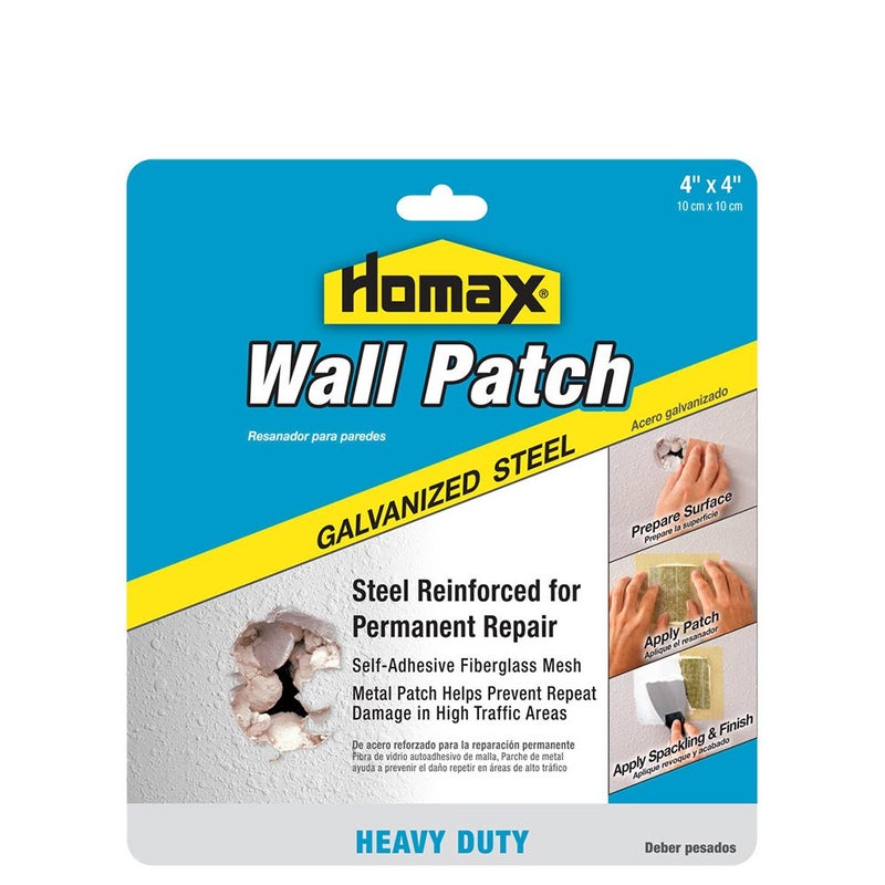 Homax 41072055048 Galvanized Steel Wall Patch, 4""x4"", Heavy Duty Patch